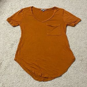 Charlotte Russe Rust Orange V-neck T-shirt